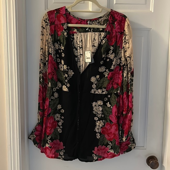 Free People EUC Size M Mikayla Twilight Combo Blouse - Picture 7 of 13